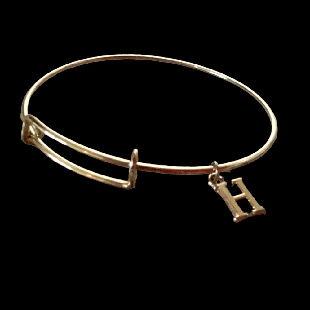 Bracelet Monogram Gold tone Wire With Dangling “H” Initial